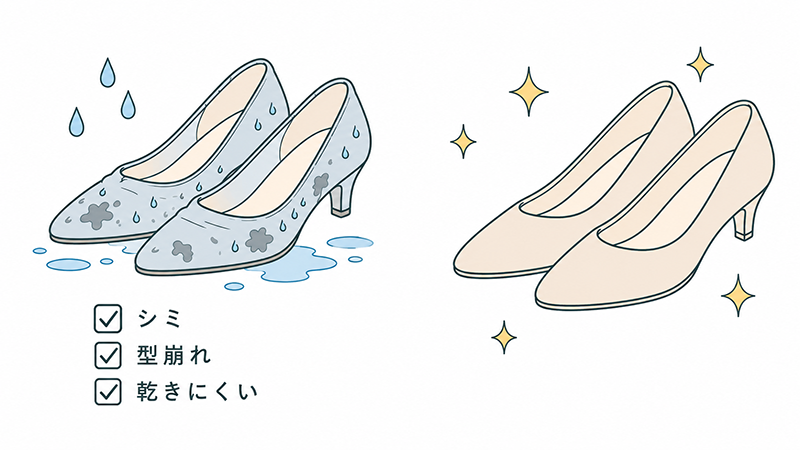 いつもの靴を雨から守りやすいイラスト